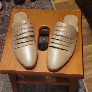 Elegant Glittery Beige Women's Slip-On Muled